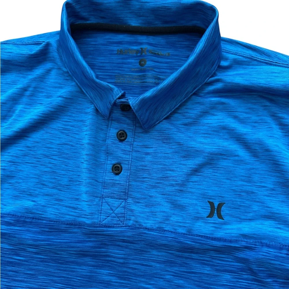 Hurley‎ Blue Two Tone Blue Polo Shirt Men’s Size Medium Logo Buttons Prep
